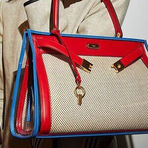 EUC Tory Burch LEE RADZIWILL BAG WITH RAIN COVER - Brilliant Red
